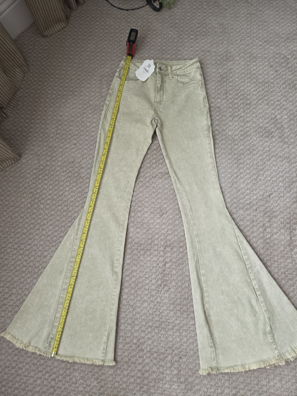 Altar'd State Washed Light O Tan Wide Leg Flare Jeans